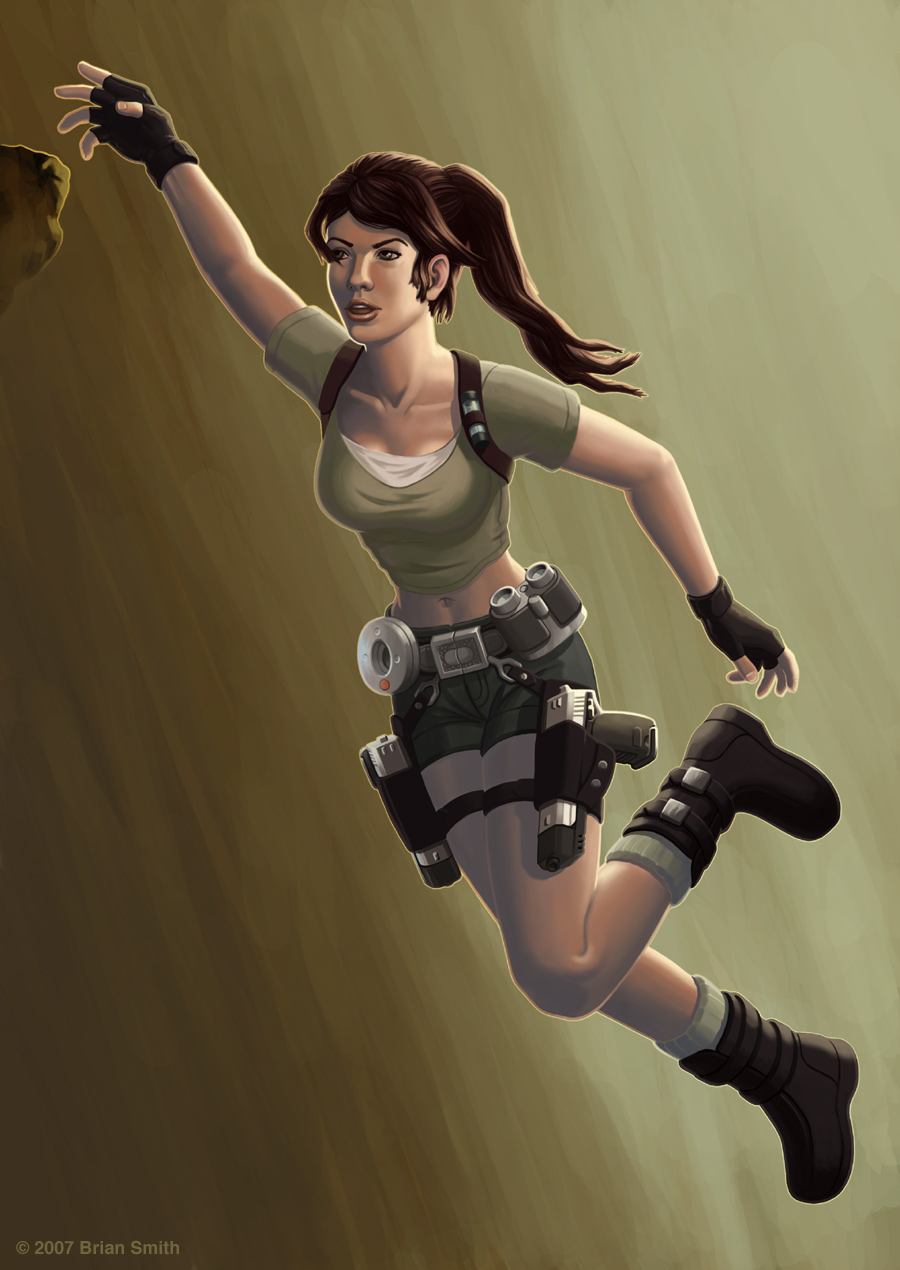 Lara Croft wearing the outfit from Tomb Raider: Legend