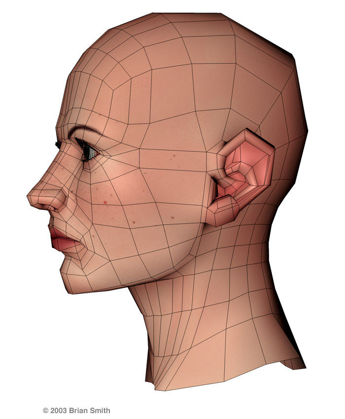 Lisa head wireframe render