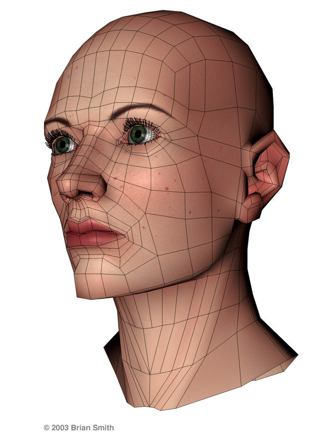 Lisa head wireframe render